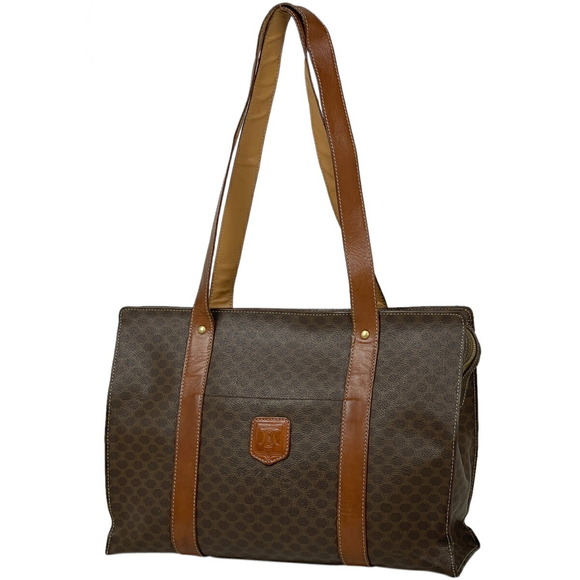 Celine Macadam Pattern All Over Canvas Shoulder Tote Bag Brown - Picture 1 of 7